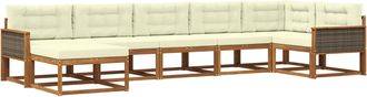vidaXL Conjunto De Sof&aacute;s De Exterior 7 Uds. Natural Y Crema Vidaxl
