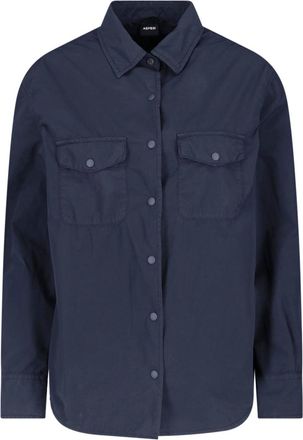 Aspesi Dark Navy Relaxed Fit Flap Shirt