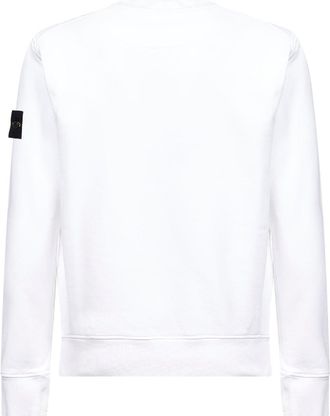 Stone Island Mens Organic Cotton Crewneck Sweatshirt White Sweatshirts Sweater
