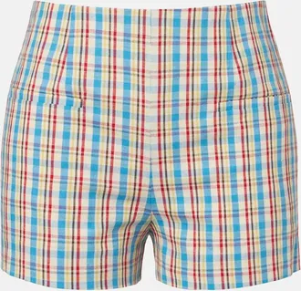Faithfull The Brand Aurora checked cotton and linen shorts