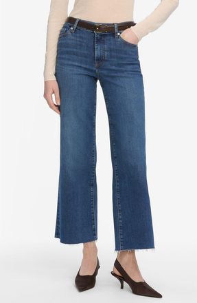Frame Denim Le Slim Palazzo Raw Hem High Waist Crop Wide Leg Jeans in Elixir Raw After at Nordstrom, Size 31