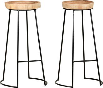 vidaXL Taburetes De Cocina 2 Unidades Madera Maciza De Acacia Vidaxl