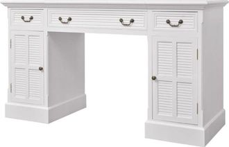 vidaXL Vidaxl - Escritorio de pedestal doble blanco 140x48x80 cm