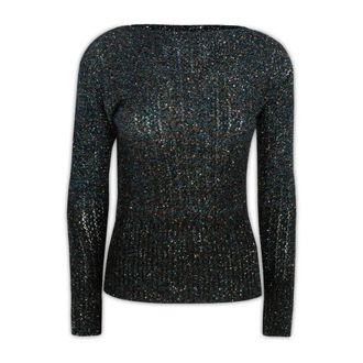 Maison Margiela Round-neck Knitwear, female, Multicolor, Size: L Sequin-embellished Knitted Jumper
