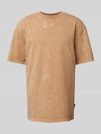 Karl Kani T-Shirt mit Label-Stitching in Sand, Gr&ouml;&szlig;e S
