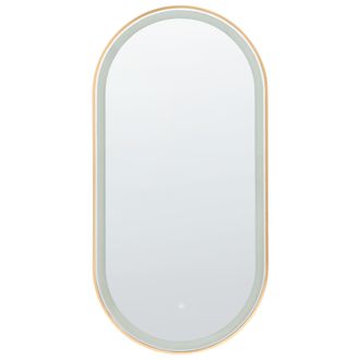 Beliani Espejo De Pared Led De Vidrio Dormitorio Ba&ntilde;o 120 X 60 Cm Plateado Chiddes