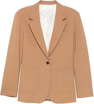 Covert Jacket met Revers en Enkele Knoop - Dames - Blazers - Bruin - 2XS - Jassen