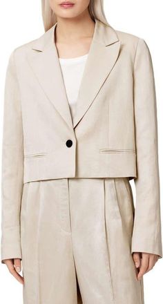 AllSaints Helena Crop Blazer in Stone at Nordstrom, Size 10 Us