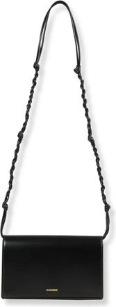 Jil Sander Cross Body Bags, female, Black, Size: ONE SIZE Tangle Leather Crossbody Bag