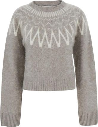 Soft Goat Brushed Fair Isle Crewneck - Dames - Ronde hals truien - Beige - XS - Wol - Truien & Vesten