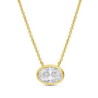 Diana M. Jewels 14kt yellow gold lab grown east west oval bezel pendant weighing 2.00 ct