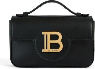 Balmain B-Buzz Mini Glad Leren Tas - Dames - Handtassen - Zwart - ONE Size - Leer - Tassen