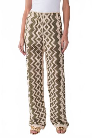 RD Style Kya Crochet Pants In Natural/green