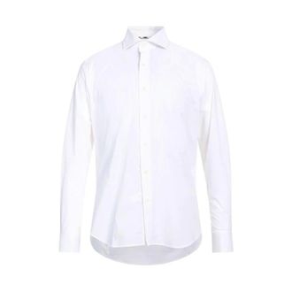 Aquascutum Casual Shirts, male, White, Size: 2XL Cotton shirt with embroidered logo