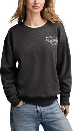 Lucky Brand Valentine Heart Crewneck Sweatshirt in Charcoal Heather Grey at Nordstrom, Size X-Small