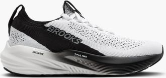 Brooks Mens Glycerin Stealthfit 22 Running Shoes In White/grey/black