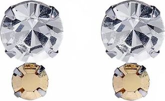 Nicole Womens Ticino Tri Toned Crystal Stud Earring In Silver