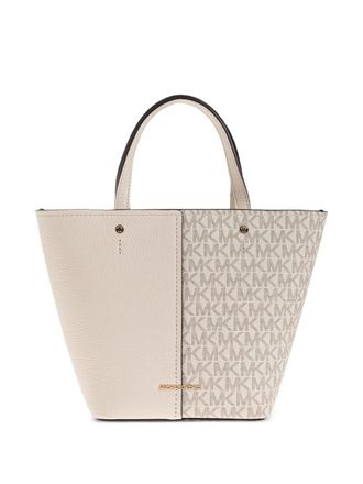 Michael Michael Kors Flora medium shopper met vlakken en monogram - Beige