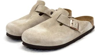 Birkenstock Womens Boston Soft Footbed Clogs In Taupe