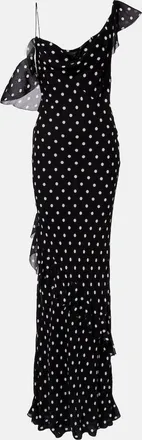 Self Portrait Abito lungo in georgette a pois