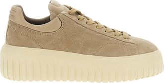 Hogan Beige Suede Leather H-Stripes Sneakers