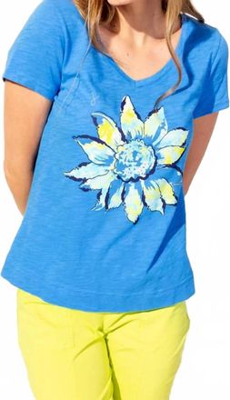 Escape Destination Tees Sunflower V Neck Tee In Riviera