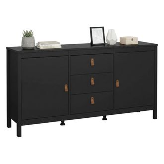Dmora Aparador Lisiane, Buf&eacute; De Sal&oacute;n, Aparador De Sal&oacute;n, Despensa De Cocina, 151x38 H80 Cm, Negro - Dmora