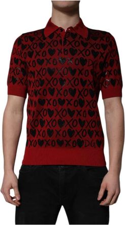 Dolce & Gabbana Rode Xoxo Polo T-shirt met kraag - Heren - Polos - Rood - M - Katoen - Tops