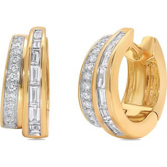 Sara Weinstock Papua 2-Row Diamond Hoop Earrings in Yellow Gold at Nordstrom