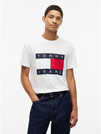 Tommy Hilfiger Mens Tommy Jeans Big Flag Logo T-Shirt - Ecru - XXL