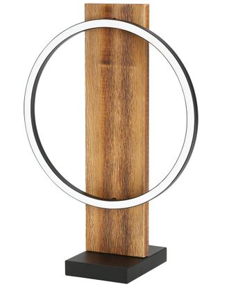 Eglo Eglo Boyal 1 Light Integrated Led Table Lamp With Brushed Pine Wood Finish & Black Shade