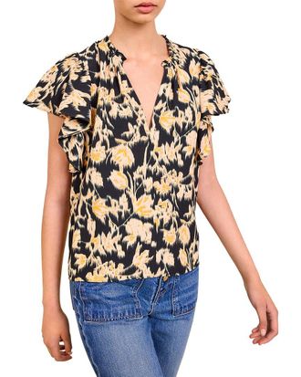 Ulla Johnson Lilo Flutter Sleeve Blouse
