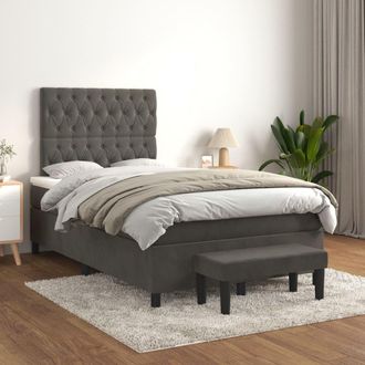 vidaXL Cama Box Spring Con Colch&oacute;n Terciopelo Gris Oscuro 120x200 Cm Vidaxl
