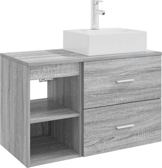 vidaXL Juego De Muebles De Ba&ntilde;o 2 Uds. Sonoma Gris Vidaxl