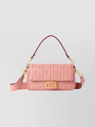 Fendi ff clasp calfskin shoulder bag