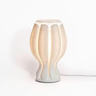 Jonathan Y Designs Flower 13 Tropical Coastal Plant-Based PLA 3D Printed Dimmable LED Table Lamp in White at Nordstrom