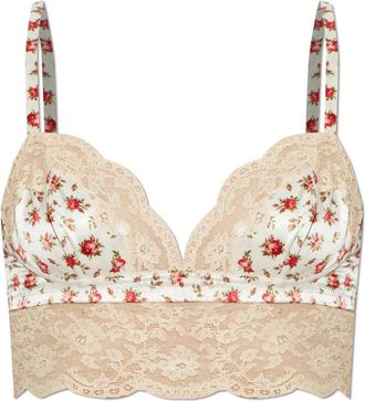 Dolce & Gabbana Floral Motif Bra - Dames - BHs - Beige - XL - Katoen - Ondergoed