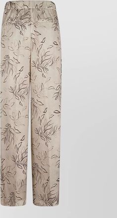 PESERICO viscose satin trousers leaf print