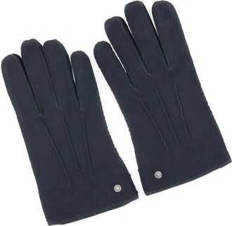 Gianni Chiarini Leren handschoenen met sierstiksels - Heren - Handschoenen - Blauw - L - Wol - Accessoires
