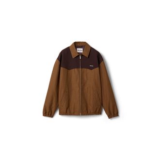 Miu Miu Gingham Check Blouson Jacket, Woman, Caramel, Size 36