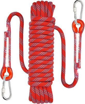 OEM Cuerda De Escalada De 10 Metros - Resistencia A La Tracci&oacute;n De 1000 Kg - Incluye 2 Mosquetones - Roja