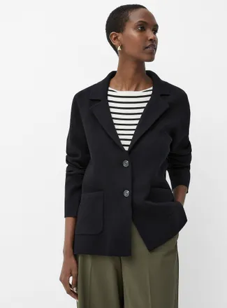 Contemporaine Womens Patch pockets blazer-style Cardigan Sweater