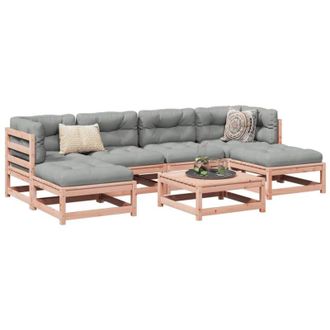 vidaXL Set Divani Giardino 7 pz Cuscini Legno Massello Abete Douglas vidaXL