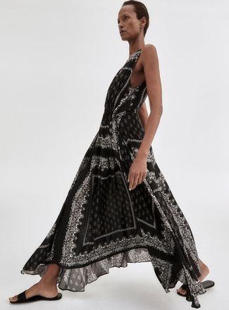 Smythe Womens Satiny paisley drawstring dress