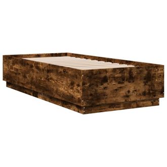 Berkfield Home Durable Bed Frame with LED without Mattress Smoked Oak 100x200 cm in Brown