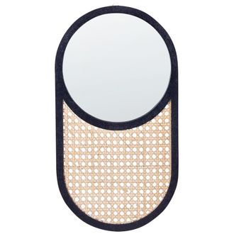 Beliani Beliani - Espejo De Pared De Rat&aacute;n Natural Con Marco Ovalado Trenza Vienesa Negro 30 X 56 Cm Baleal
