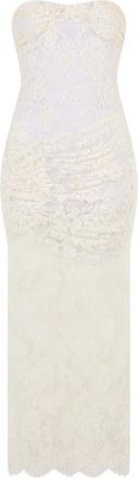 The Mannei Lange kanten jurk - Dames - Maxi kleedjes - Wit - 3XS - Katoen - Kleedjes