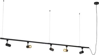 QAZQA Sistema de rieles monofásico con 5 puntos negro