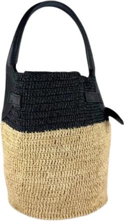 Celine Pre-owned Raffia Bucket Bag - Dames - Vintage Tas - Zwart - ONE Size - Leer - Vintage