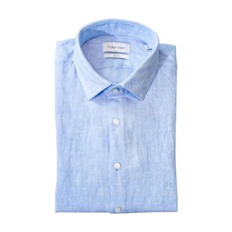 Calvin Klein Shirt K10K106018 0Gy - Heren - Casual Overhemden - Blauw - 2XL - Leer - Overhemden
